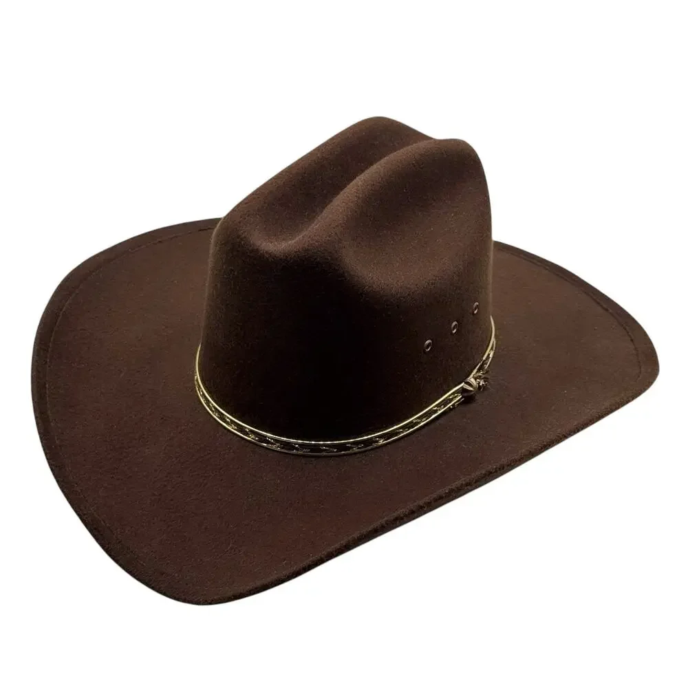 Western Express Inc Men's Brown Felt Western Style Size 6 3/4 Cowboy Hat Mexico